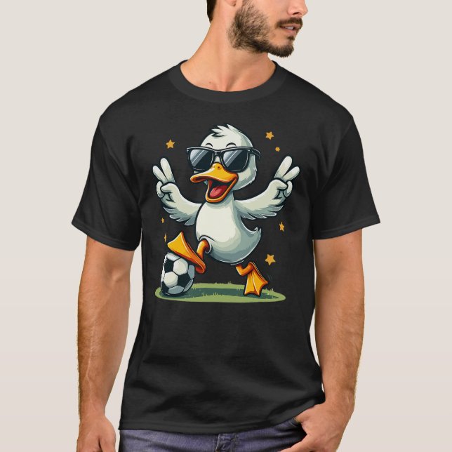 Camiseta Cute Duck Soccer Funny Duck Playing Soccer (Frente)