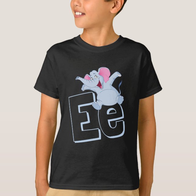 Camiseta Cute E Para Elefante - Crianças - ABCD - Alfabeto  (Frente)