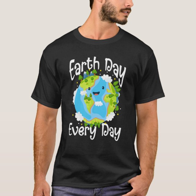 Camiseta Cute Earth Day Every Day Save Our Planet Green (Frente)