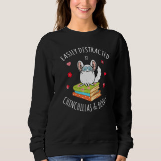 Camiseta Cute Easily Distracted by Chinchillas and Books Pe