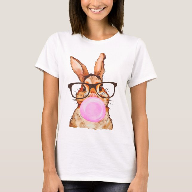 Camiseta Cute Easter Bunny Gráfico Impresso Branco (Frente)