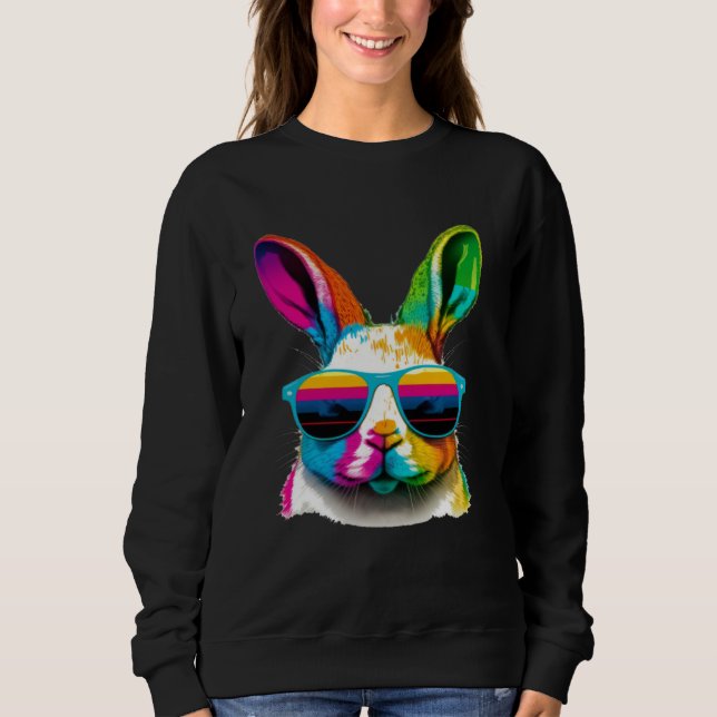 Camiseta Cute Easter Bunny Rabbit wearing Sunglasses (Frente)