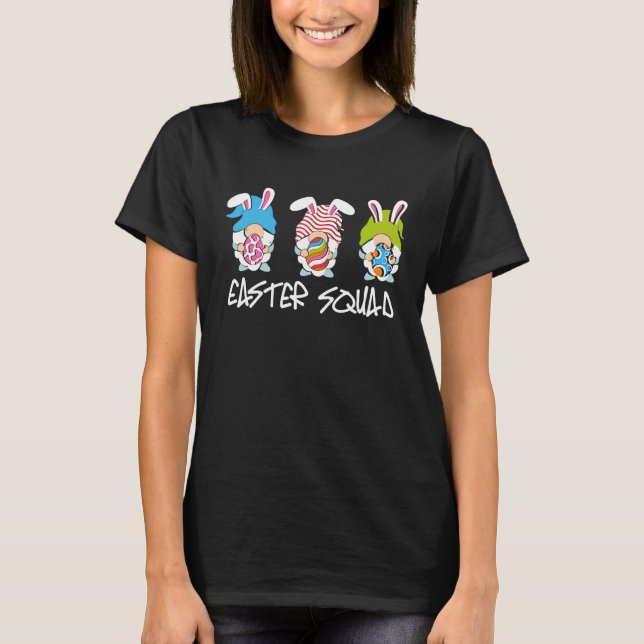 Camiseta Cute Easter Squad Bunny Gnome Pastel Spring Eggs A (Frente)