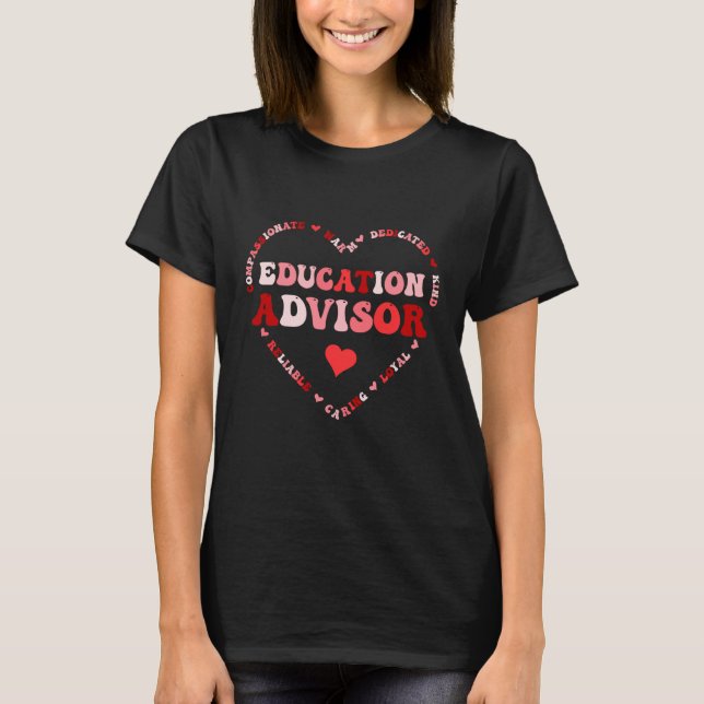 Camiseta Cute Education Advisor Valentines Day Heart (Frente)
