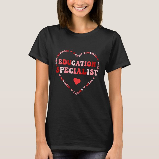 Camiseta Cute Education Specialist Valentines Day Heart  1 (Frente)