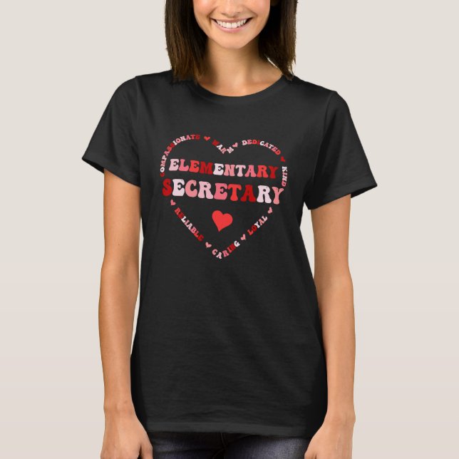 Camiseta Cute Elementary Secretary Valentines Day Heart (Frente)