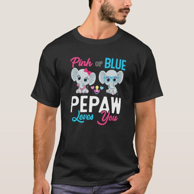 Camiseta Cute Elephant Keeper Of The Gender Pepaw Loves You (Frente)