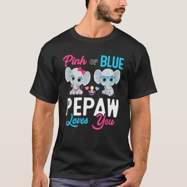 Camiseta Cute Elephant Keeper Of The Gender Pepaw Loves You (Frente)