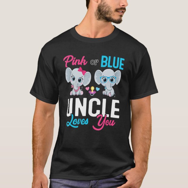 Camiseta Cute Elephant Keeper Of The Gender Uncle Loves You (Frente)