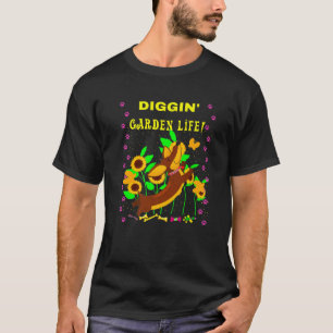 CAMISETA CUTE ENGRAÇADO CASUAL DACHSHUND DIGGGIN' GARDEN L