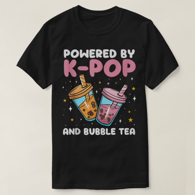 Camiseta Cute Engraçado, Equipado Com KAand Bubble Tea (Frente do Design)