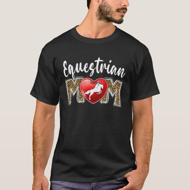 Camiseta Cute Equestrian Mom Leopard Print Mom For Mother s (Frente)