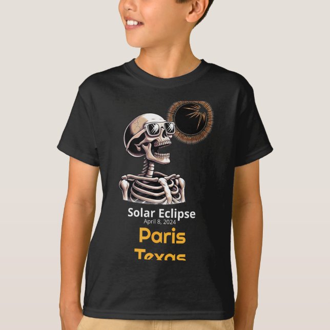 Camiseta Cute Esqueleto Eclipse Solar Paris Texas (Frente)