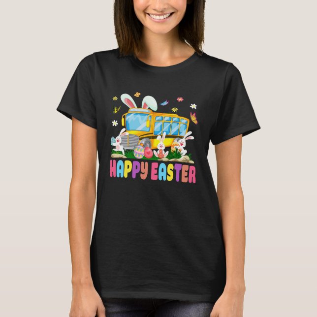 Camiseta Cute Every Bunny s Favorite School Bus Driver Happ (Frente)