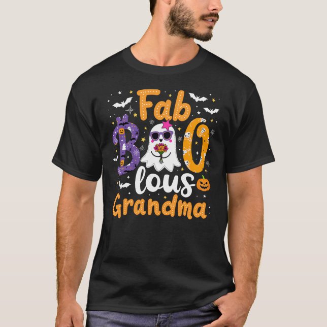 Camiseta Cute Faboolous Grandma Ghost Bat Funny Halloween C (Frente)