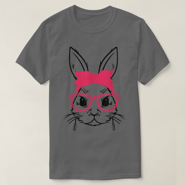 Camiseta Cute Face Bunny Rabbit Glasses Bandana Happy Easte (Frente do Design)