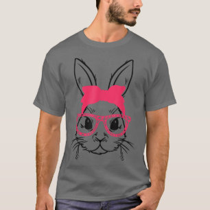 Camiseta Cute Face Bunny Rabbit Glasses Bandana Happy Easte