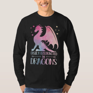 Camiseta Cute Facilmente Distraído Por Dragões Pastel Toddl