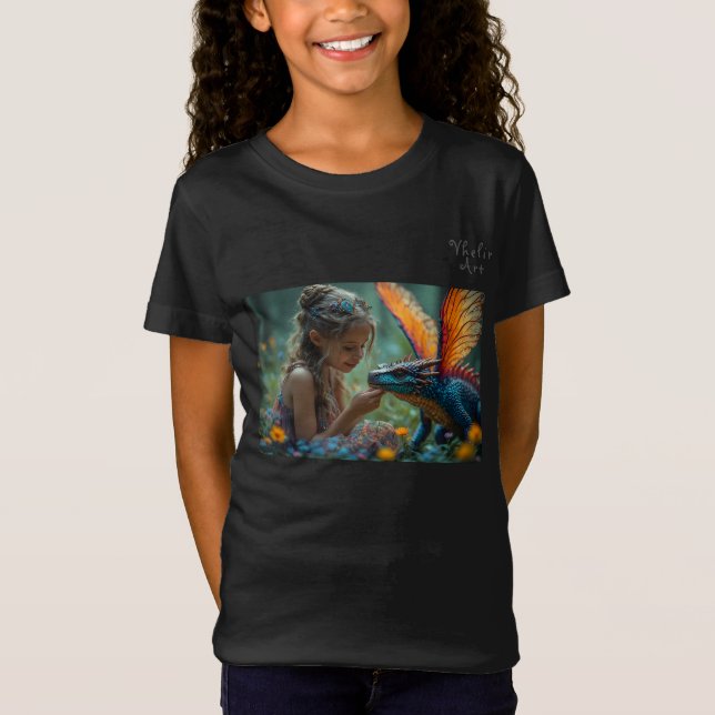 Camiseta Cute Fairy Blue Dragon Design (Frente)