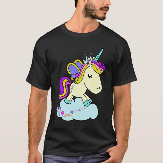 Camiseta Cute Fairy Princess Unicorn on a Cloud (Frente)