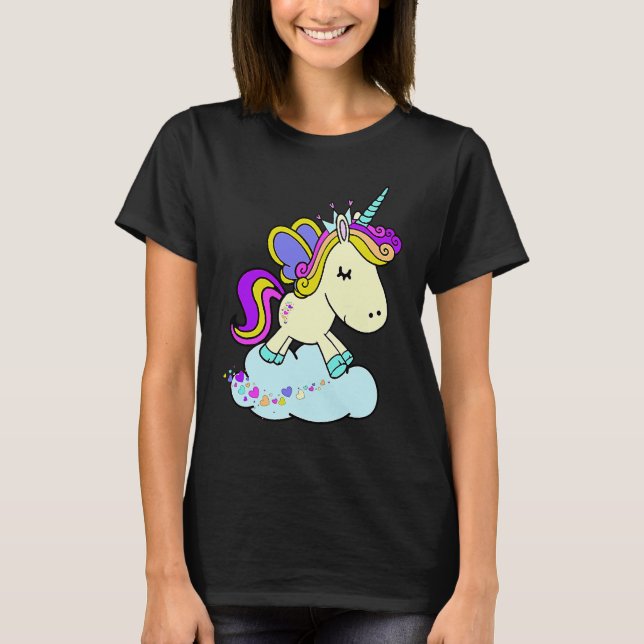 Camiseta Cute Fairy Princess Unicorn on a Cloud (Frente)