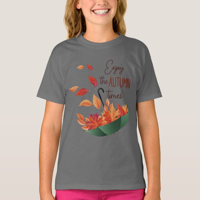 Camiseta Cute Fall Sweet Fall/ Guarda-chuva (Frente)