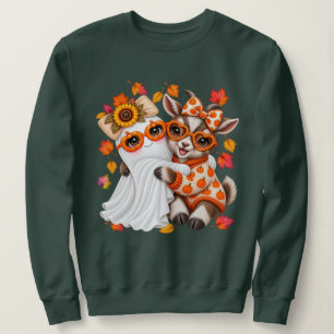 Camiseta Cute Fantasma Cabra Anã Halloween Outono