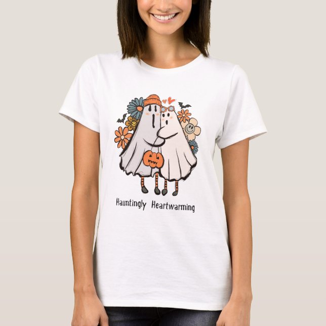 Camiseta Cute Fantasma Halloween Mug, Assustadoramente Enca (Frente)
