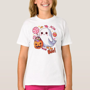 Camiseta Cute Fantasmagórico Fantasma de Halloween, Abóbora
