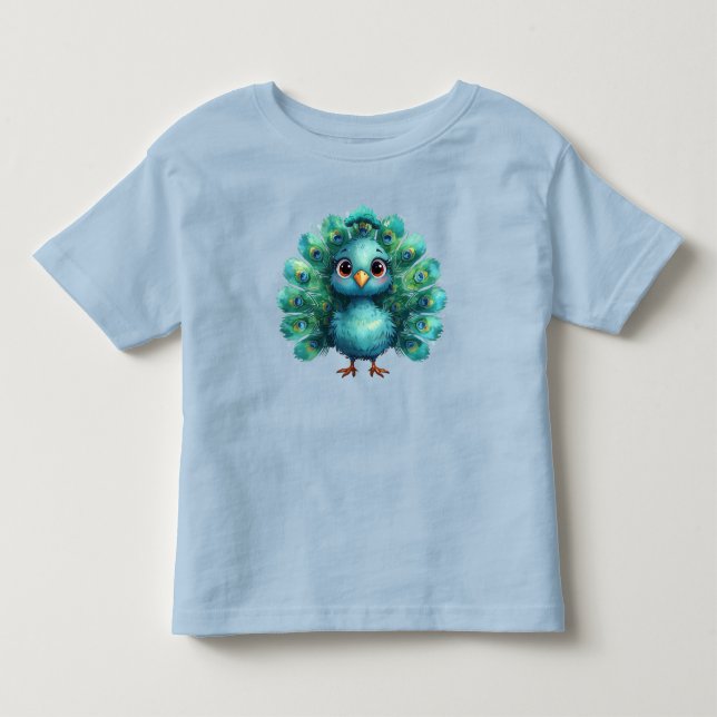 Camiseta Cute Fantasy whimsical Blue Peacock (Frente)