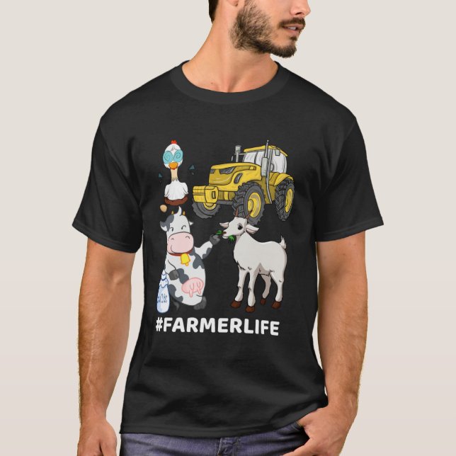 Camiseta Cute Farm Animals And Tractor  Farmer & Farming (Frente)