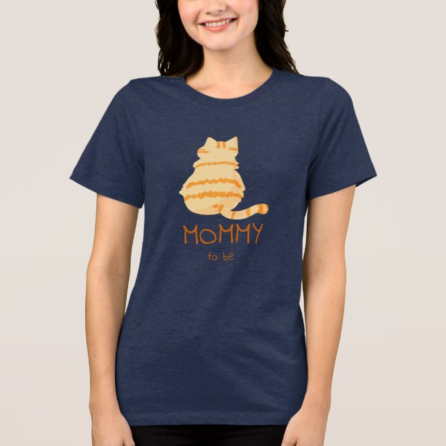 Camiseta Cute Fat Orange Cat Baby Shower Mommy-to-be (Frente)