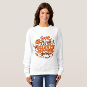 Camiseta Cute Feliz Dia de Ação de Graças Abóbora Folha de