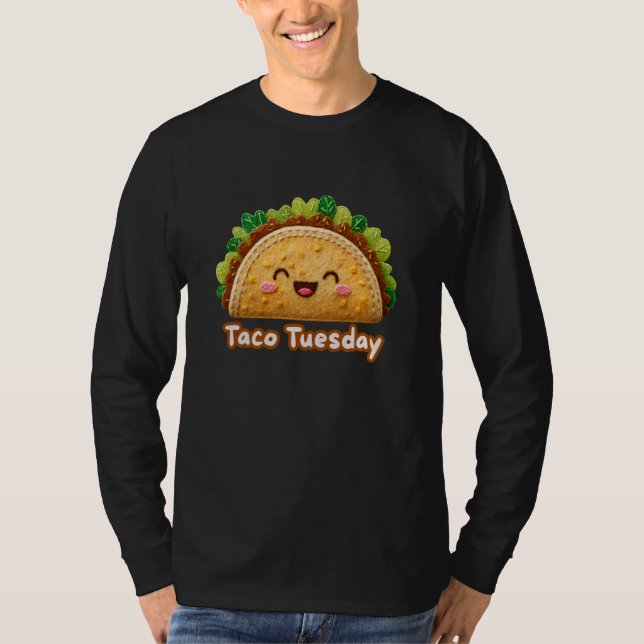 Camiseta Cute Felt Taco Tuesday Kawaii Mexican Food Guac Fa (Frente)