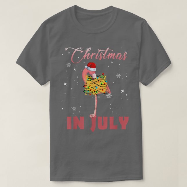 Camiseta Cute Flamingo in Santa Hat Christmas In July for W (Frente do Design)