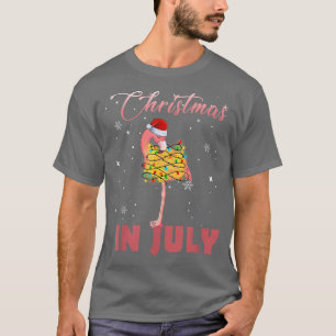 Camiseta Cute Flamingo in Santa Hat Christmas In July for W