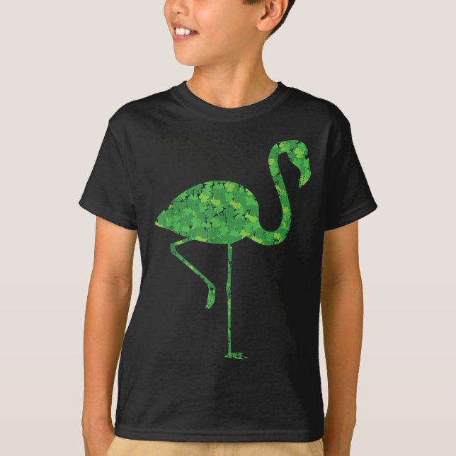 Camiseta Cute Flamingo Shamrocks Shirt St Patricks Day Anim (Frente)