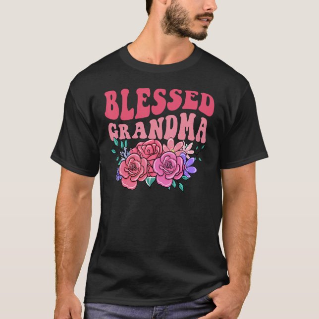 Camiseta Cute Floral Blessed Grandma Mothers Day Mom (Frente)