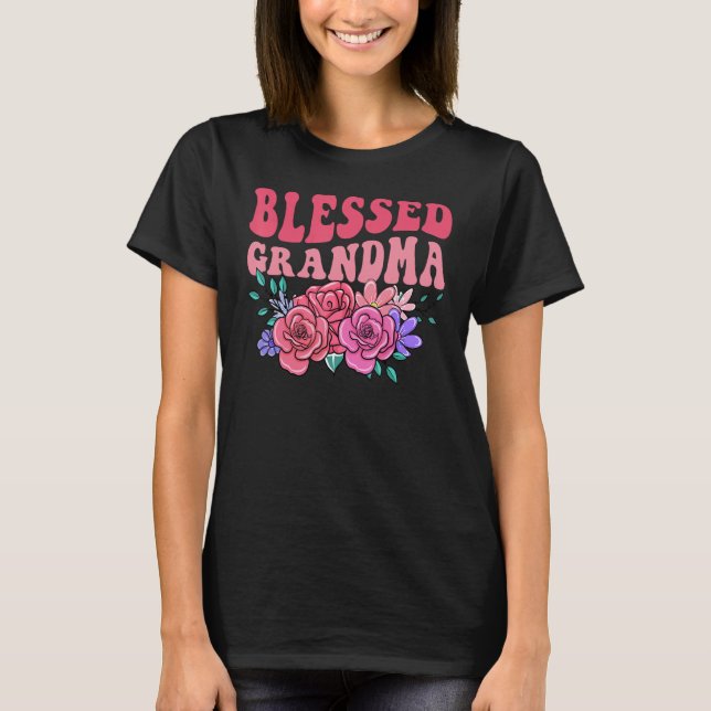 Camiseta Cute Floral Blessed Grandma Mothers Day Mom (Frente)