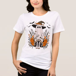 Camiseta Cute Floral Ghost Witch Hat Halloween