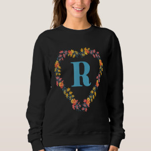 Camiseta Cute Floral R Alphabet Monograma Inicial Para Rapa