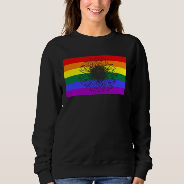 Camiseta Cute Floral Sunflower LGBTQ Gay Pride Flag Queer F (Frente)