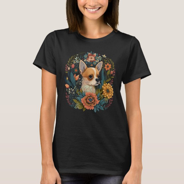 Camiseta Cute Flower summer Floral Chihuahua 1 (Frente)