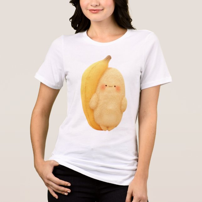 Camiseta Cute Fluffy Banana Sprite com Bochechas Rosadas Fe (Frente)
