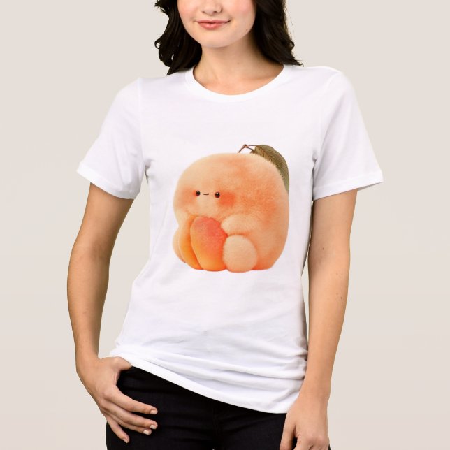 Camiseta Cute Fluffy Peach Sprite Cradling Tiny Peach Women (Frente)