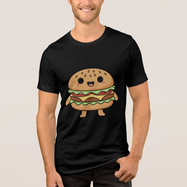 Camiseta Cute food character illustration (smiling burger), (Frente)