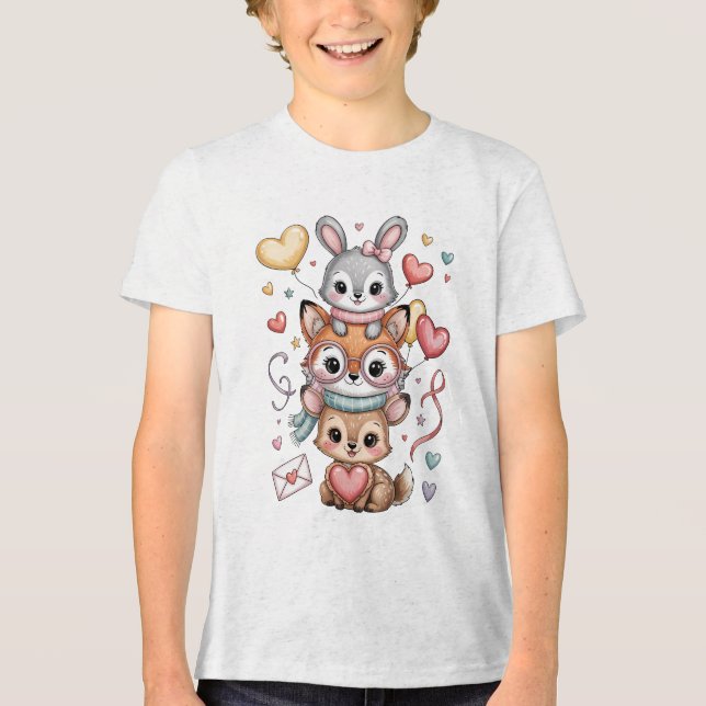 Camiseta Cute forest animals for Valentine's Day (Frente)