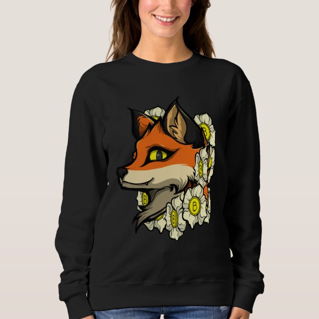 Camiseta Cute Fox Bitcoin  Idea Fox With Flowers Loves Bitc (Frente)