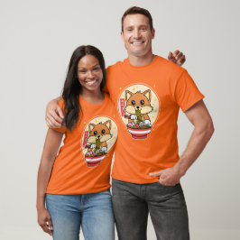 Camiseta Cute Fox Eating Ramen Kawaii - Presente de Comida