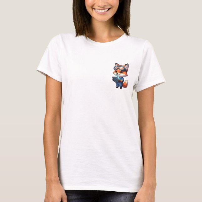 Camiseta Cute Fox Mechanic Character Wearing Blue Jumpsuit  (Frente)